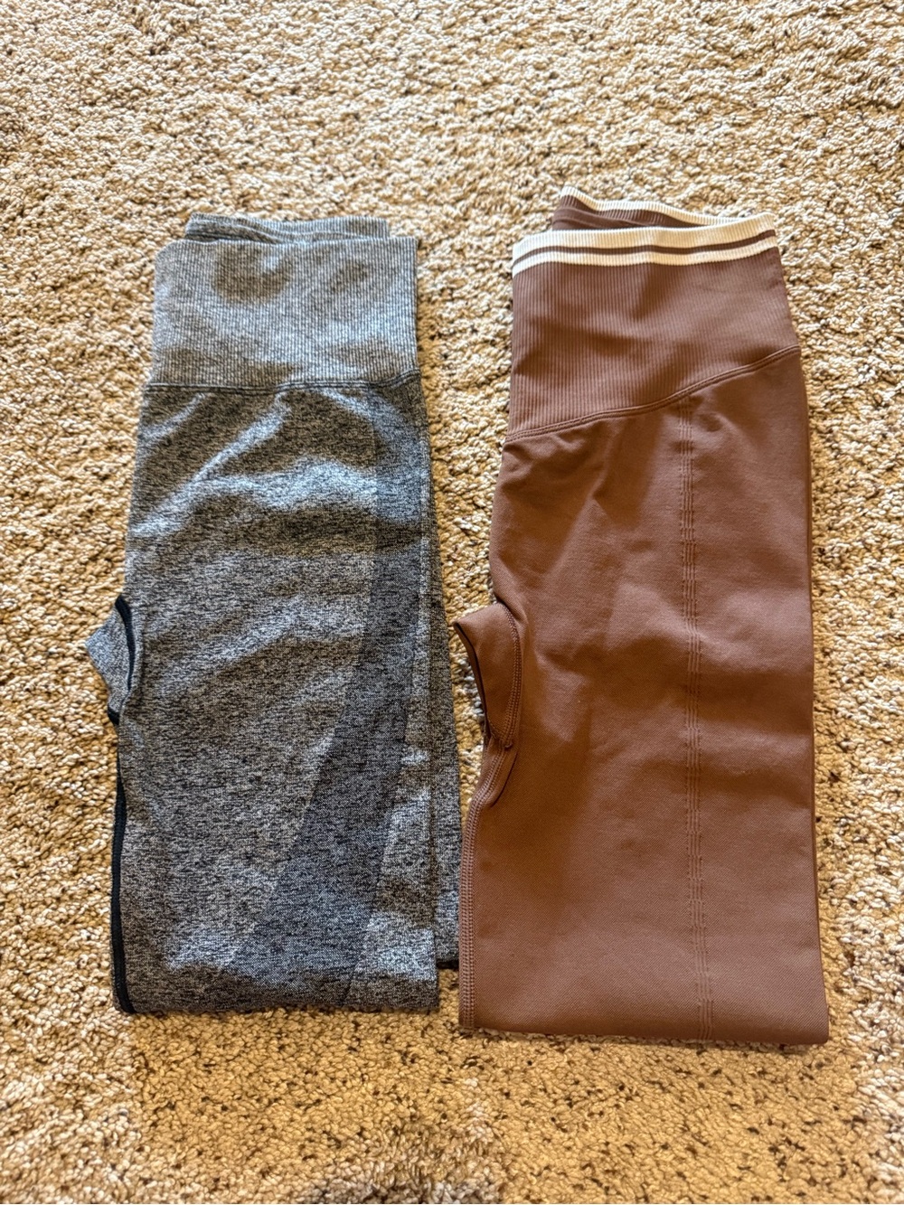 PINK Victoria's Secret Gray and Brown High-Waist Leggings Duo